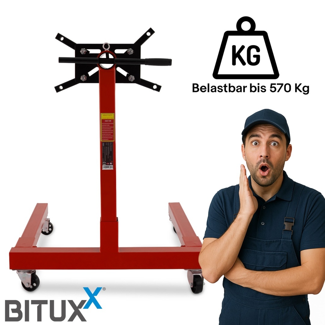 Stojan na motor 570 kg otočný mobilní dílenský 4 kola 360° 19868